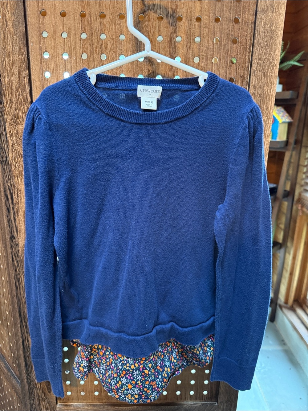 Crewcuts Navy Blue Girls' Sweater with Floral Hem